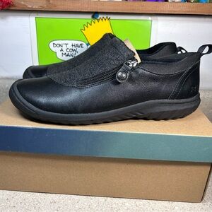 Jbu Shoes Womens 8.5 M Elodie Black Slip On Side Zip Low Top Round Toe Casual